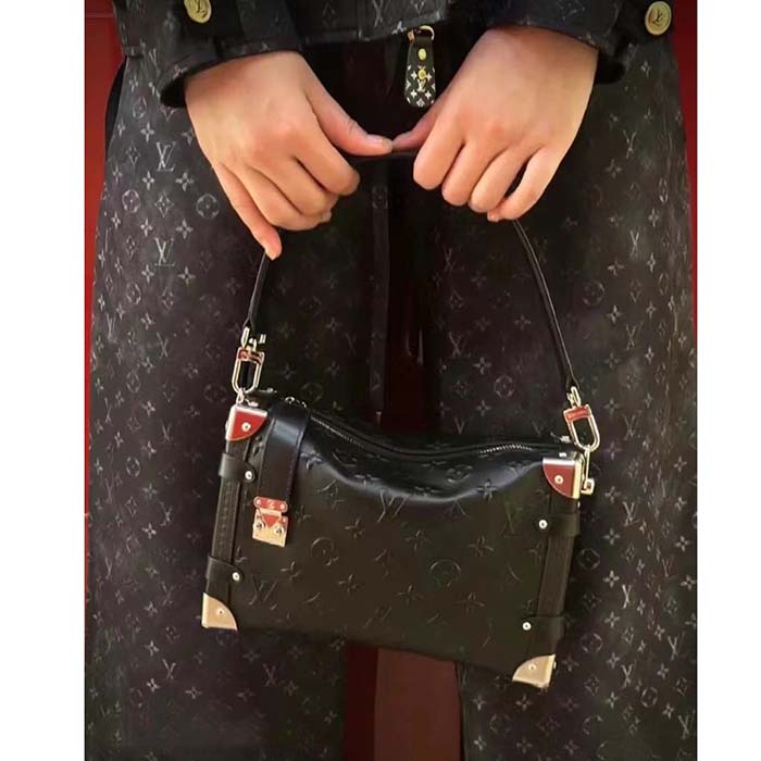 Louis Vuitton LV Women Side Trunk PM Handbag Petite Malle Black