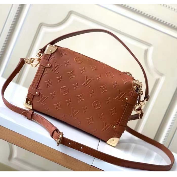 Louis Vuitton LV Women Side Trunk PM Handbag Petite Malle Tan