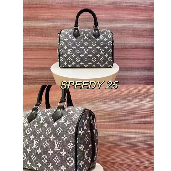 Louis Vuitton Speedy Bandouliere Bag Monogram Jacquard Denim 25 Gray