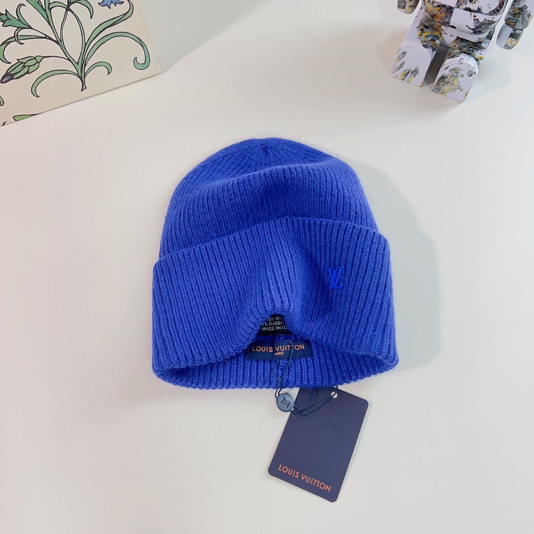 Louis Vuitton Bonnet Lv Ahead M76593 Beanie Cashmere Blue knit hat cap with  Box