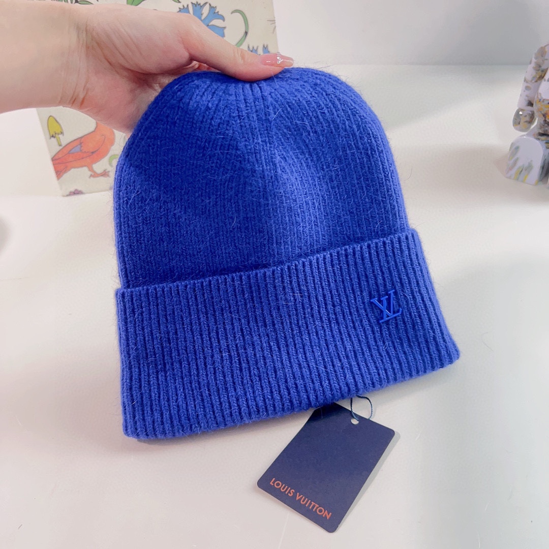 Louis Vuitton Bonnet Lv Ahead M76593 Beanie Cashmere Blue knit hat