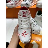 Louis Vuitton Unisex LV Trainer Sneaker Red Mix Sustainable Materials Monogram Flowers (11)