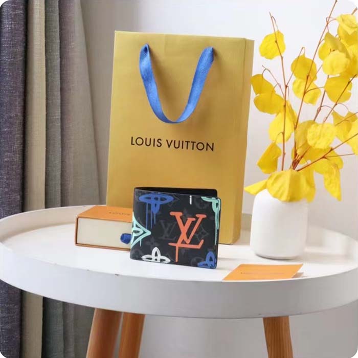 Louis Vuitton Multiple Wallet in LV Graffiti Monogram Eclipse Canvas M81847  Orange 2023