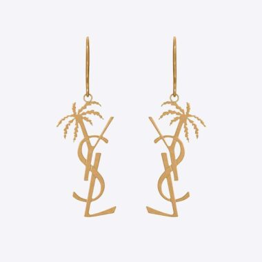 Saint Laurent YSL Women Monogram Palm Earrings in Metal-Gold