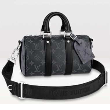 Louis Vuitton LV Unisex Keepall Bandoulière 25 Monogram Eclipse Reverse Coated Canvas