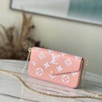 Louis Vuitton LV Women Félicie Pochette Pink Cream Monogram Empreinte Embossed Supple Grained Cowhide (1)