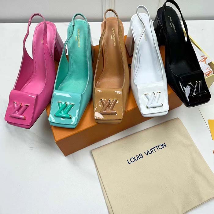 Louis Vuitton LV Women Shake Slingback Pump Black Patent Calf Leather  Lambskin 9.5 Cm Heel - LULUX