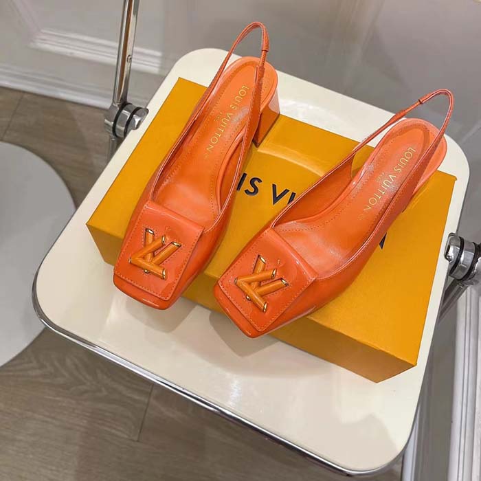 Louis Vuitton Orange Patent Leather Shake Slingback Pumps Size 40 Louis  Vuitton