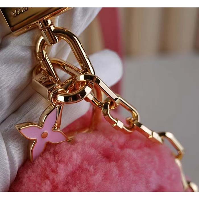 Louis Vuitton Pink Shearling Twist LV Gold Chain Bag 1LK0412C