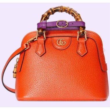 Gucci GG Women Gucci Diana Mini Tote Bag Orange Leather Double G