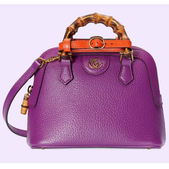 Gucci GG Women Gucci Diana Mini Tote Bag Purple Leather Double G