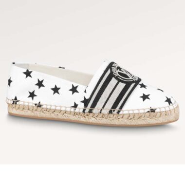 Louis Vuitton LV Unisex Starboard Flat Espadrillas Black White Printed Canvas Rope Rubber