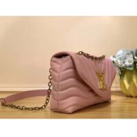 Louis Vuitton LV Women New Wave Chain Bag MM Handbag Pink Smooth Cowhide (13)