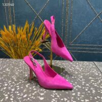 Louis Vuitton LV Women Sparkle Slingback Fuchsia Suede Baby Goat Leather 9.5 Cm Heel (4)