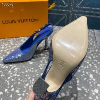 Louis Vuitton LV Women Sparkle Slingback Pump Bleu Roi Blue Strass 9.5 Cm Heel (7)