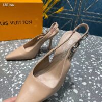 Louis Vuitton LV Women Sparkle Slingback Pump Nude Pink Calf Leather 9.5 Cm Heel