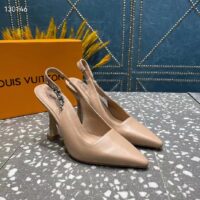 Louis Vuitton LV Women Sparkle Slingback Pump Nude Pink Calf Leather 9.5 Cm Heel