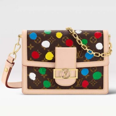 Louis Vuitton Unisex LVxYK Dauphine MM Monogram Coated Canvas 3D Painted Dots Print