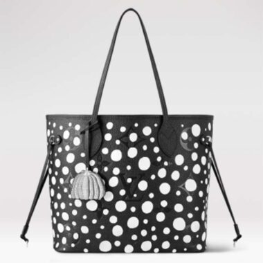 Louis Vuitton Women LVxYK Neverfull MM Tote Black White Embossed Grained Monogram Empreinte Cowhide