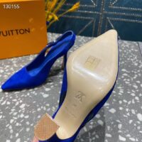 Louis Vuitton Women Sparkle Slingback Pump Blue Suede Baby Goat Leather 9.5 Cm Heel (10)