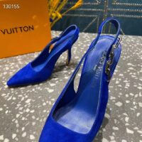 Louis Vuitton Women Sparkle Slingback Pump Blue Suede Baby Goat Leather 9.5 Cm Heel (10)