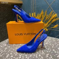 Louis Vuitton Women Sparkle Slingback Pump Blue Suede Baby Goat Leather 9.5 Cm Heel (10)