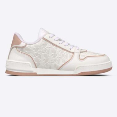 Dior Unisex Shoes CD One Sneaker White Nude Dior Oblique Perforated Calfskin