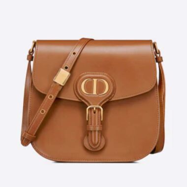 Dior Women CD Dior Bobby Frame Bag Cognac-Colored Box Calfskin