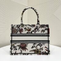 Dior Women CD Medium Book Tote White Multicolor Jardin Botanique Embroidery (1)