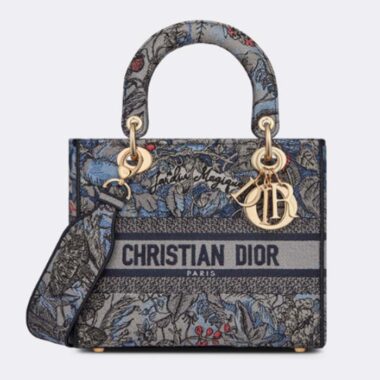 Dior Women CD Medium Lady D-Lite Bag Denim Multicolor Dior Jardin Magique Embroidery