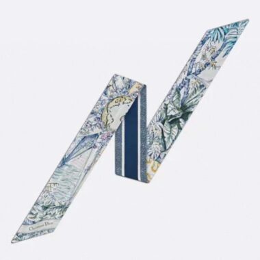 Dior Women CD Rêve D'Infini Mitzah Scarf Blue Multicolor Silk Twill