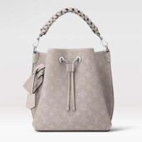 Louis Vuitton LV Women Muria Bucket Bag Gray Mahina Perforated Calfskin Leather (6)