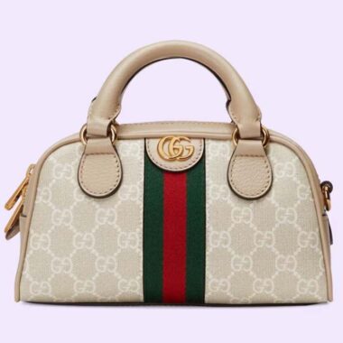 Gucci GG Unisex Ophidia Mini GG Top Handle Bag Beige White Supreme Canvas