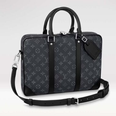 Louis Vuitton LV Men Porte-Documents Voyage PM Monogram Eclipse Coated Canvas