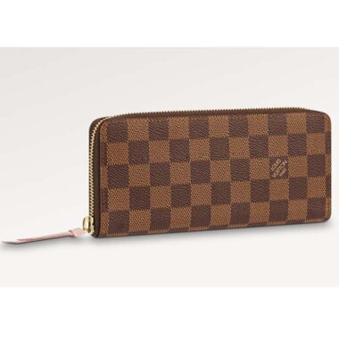 Louis Vuitton LV Unisex Clémence Wallet Brown Pink Damier Ebene Coated Canvas