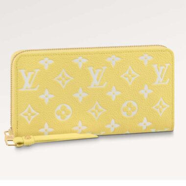 Louis Vuitton LV Unisex Zippy Wallet Yellow Monogram Empreinte Embossed Supple Grained Cowhide