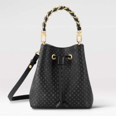 Louis Vuitton Women NeoNoé BB Bucket Bag Black Calfskin Monogram Flowers