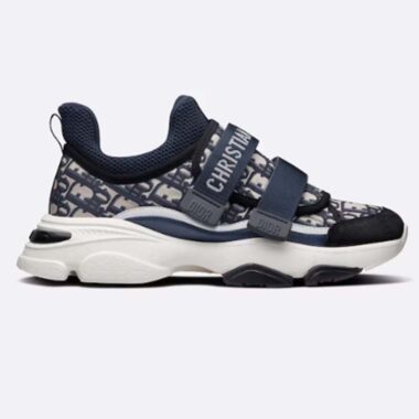 Dior Unisex CD D-Wander Sneaker Deep Blue Dior Oblique Technical Fabric