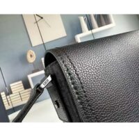 Dior Unisex CD Mini Saddle Bag Strap Black Oblique Jacquard Grained Calfskin (4)