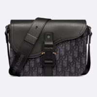 Dior Unisex CD Mini Saddle Bag Strap Black Oblique Jacquard Grained Calfskin (4)