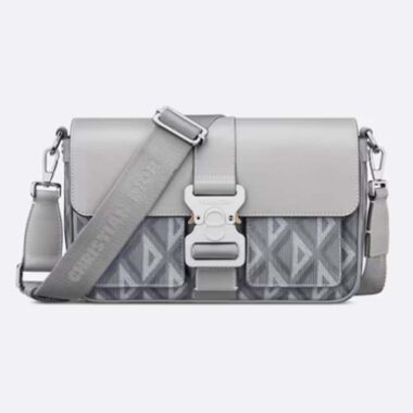 Dior Unisex Hit The Road Bag Strap Gray CD Diamond Canvas Smooth Calfskin