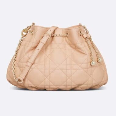 Dior Women CD Medium Ammi Bag Sand Pink Supple Macrocannage Lambskin