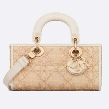 Dior Women CD Small Lady D-Joy Bag Natural Macrocannage Raffia