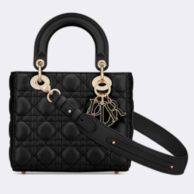 Dior Women CD Small Lady Dior My ABCDior Bag Black Cannage Lambskin