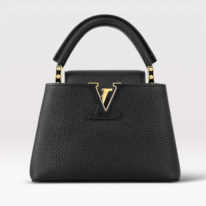 Louis Vuitton LV Women Capucines Mini Handbag Black Taurillon Cowhide Leather