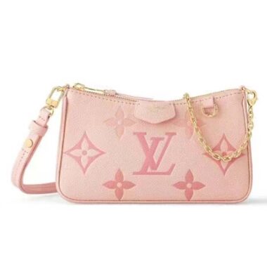 Louis Vuitton LV Women Easy Pouch Pink Monogram Empreinte Embossed Supple Grained Cowhide