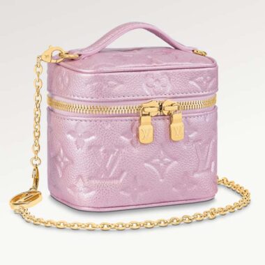 Louis Vuitton LV Women Micro Vanity Pearly Lilac Monogram Empreinte Embossed Supple Grained Cowhide