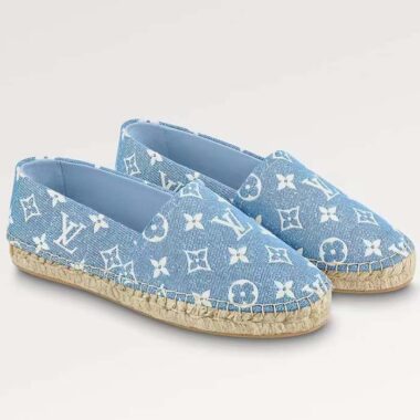 Louis Vuitton LV Women Starboard Flat Espadrille Blue Monogram Denim Rope Rubber