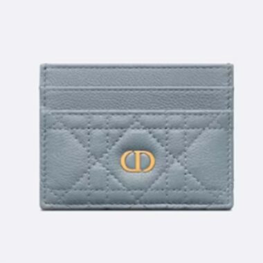 Dior Unisex CD Dior Caro Five Slot Card Holder Cloud Blue Supple Cannage Calfskin