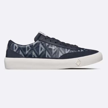 Dior Unisex Shoes B101 Sneaker Navy Blue CD Diamond Canvas Smooth Calfskin Nubuck